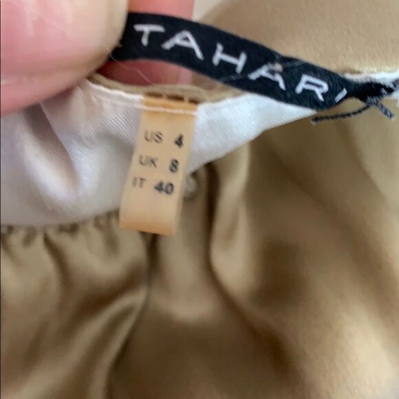 Elie Tahari Black/Beige Watercolor Silk Dress Sz 4 - Picture 4 of 5